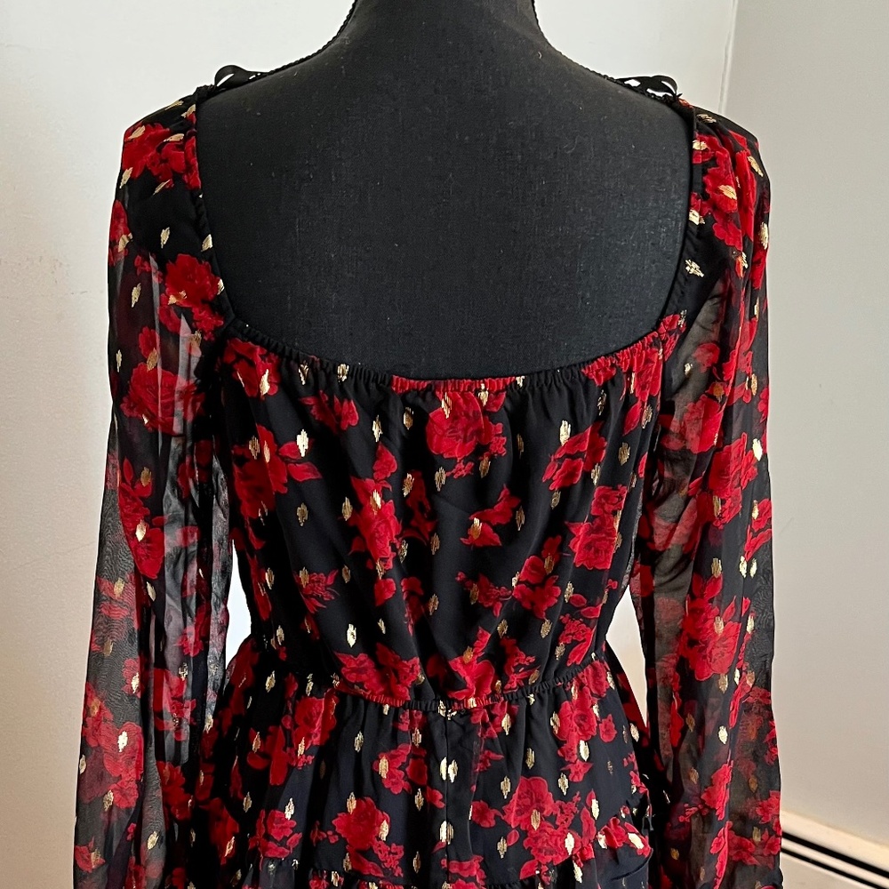 City Studio size Medium Black dress with red and gold